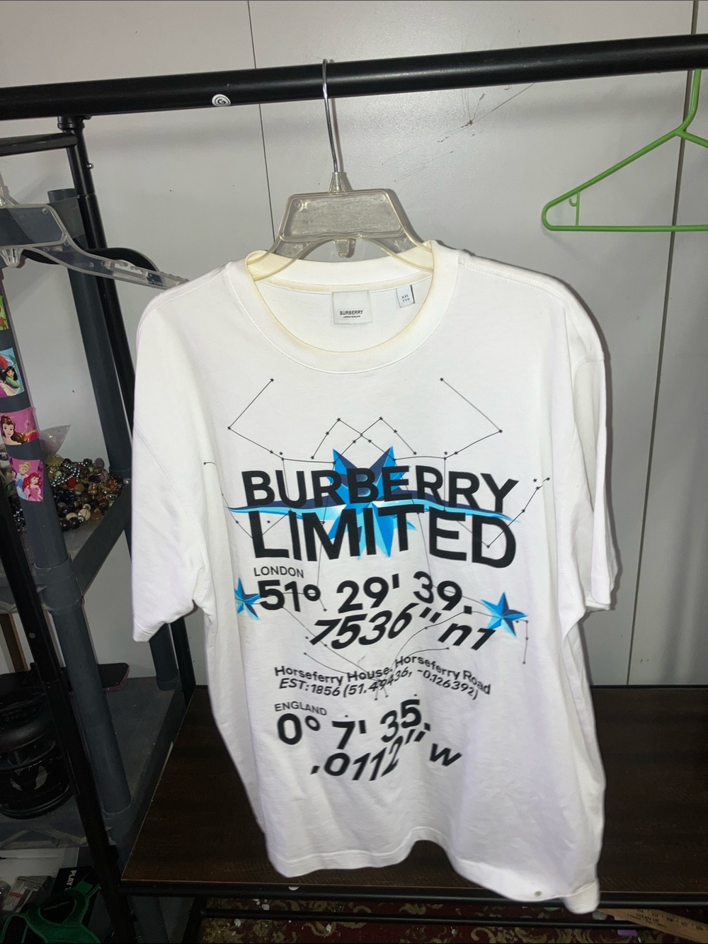 Burberry White Graphic Tee with Blue Accents - Picture 2 of 6